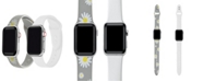 Posh Tech Men's and Women's Gray Floral and White 2 Piece Silicone Band for Apple Watch 38mm